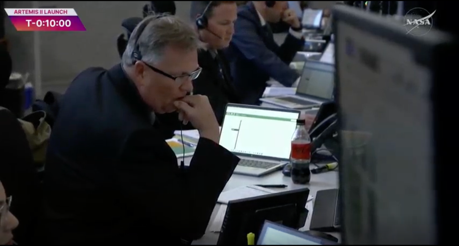 Jeff Spaulding, NASA Senior Test Director for the Artemis II mission, using the CP-LMS (Launch Commit Criteria Management System) application at Kennedy Space Center before the launch of Artemis II