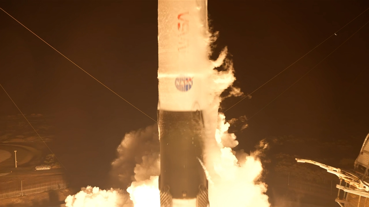 Images shows the ignition of the launch of a SpaceX Falcon 9 rocket at Space Launch Complex 40 at Cape Canaveral Space Force Station in Florida on Friday, Feb. 13, 2026. Photo credit: NASA