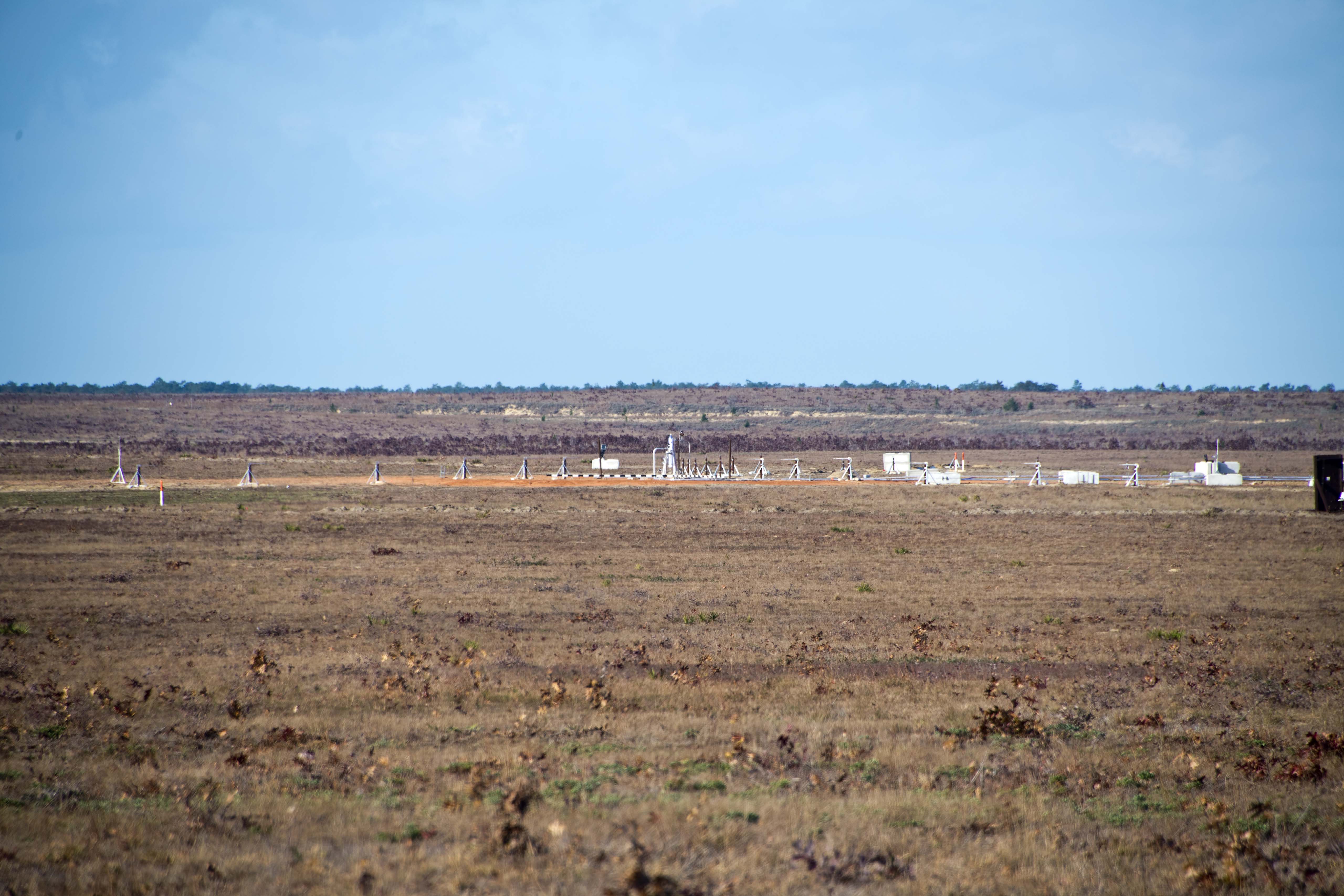 Cleared test site prepared for detonation.