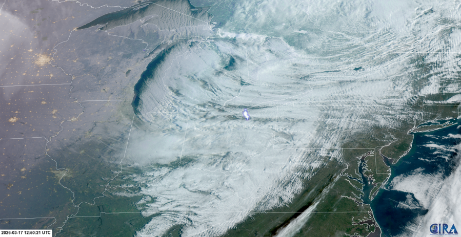 A very bright daytime fireball was observed by witnesses from the northeast U.S. and Canada the morning of March 17, 2026. The fireball - caused by a small asteroid nearly 6 feet in diameter and weighing about 7 tons - moved southeast at 45,000 mph before fragmenting over Valley City. The fragments continued on to the south, producing meteorites in the vicinity of Medina County, Ohio.