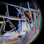 Colorful ice crystal wafers captured using a simple laptop light, filter, and a space station freezer.
