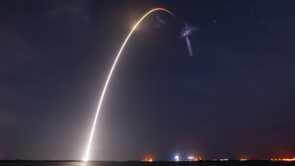The SpaceX Falcon 9 rocket carrying the Dragon spacecraft lifts off from Launch Complex 39A at NASA’s Kennedy Space Center in Florida on Monday, April 21, 2025, on the company’s 32nd commercial resupply services mission for the agency to the International Space Station.