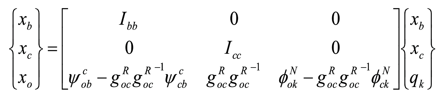 The RFMB transformation connects physical and modal degrees of freedom (DoFs) to a reduced set of generalized coordinates