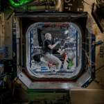 Pictured above, NASA astronaut Don Pettit is preparing the freezer with a polarizing filter to create colorful ice crystal wafers. This experiment examined the differences in how water freezes in microgravity compared to on Earth.