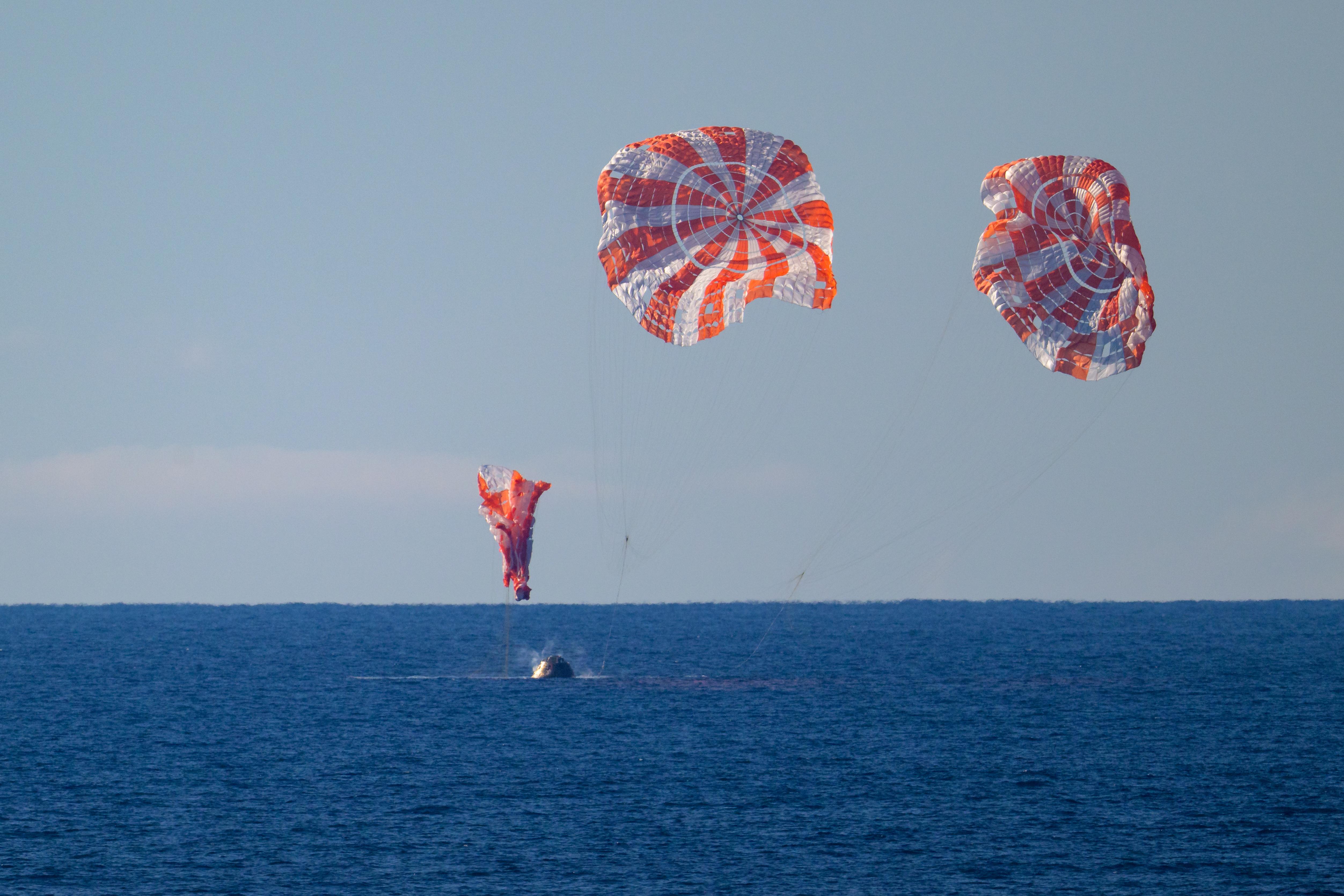 NASA’s Orion spacecraft with Artemis II crewmembers NASA astronauts Reid Wiseman, commander; Victor Glover, pilot; Christina Koch, mission specialist; and...