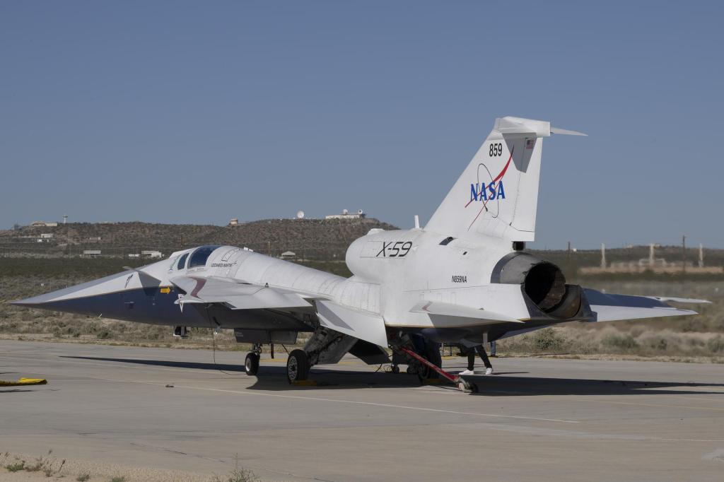 NASA’s X-59 quiet supersonic research aircraft completed a series of engine run tests on Thursday, March 12, 2026.