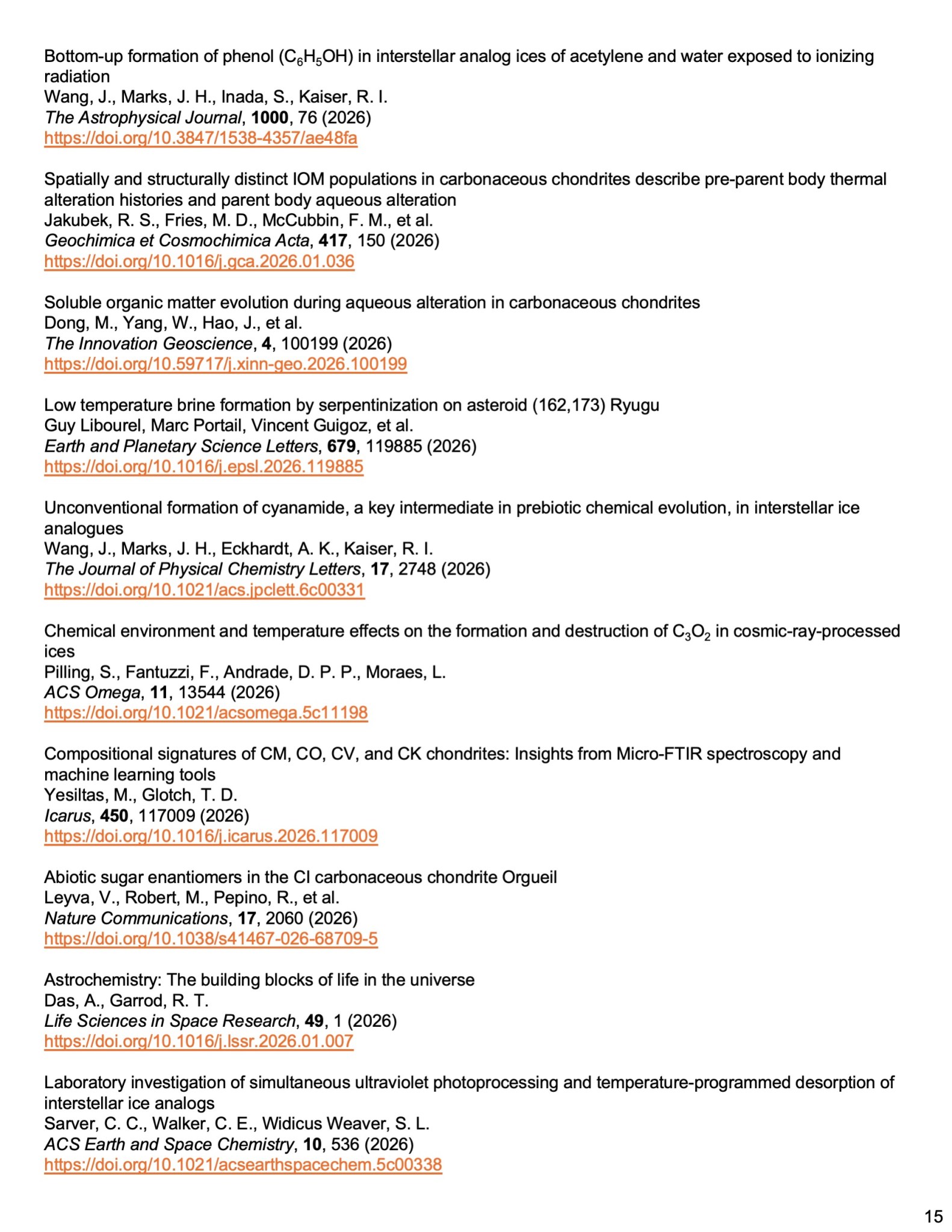 Image of the 15th page of the laboratory astrophysics newsletter issue 2, with text about the theme Exoplanets.