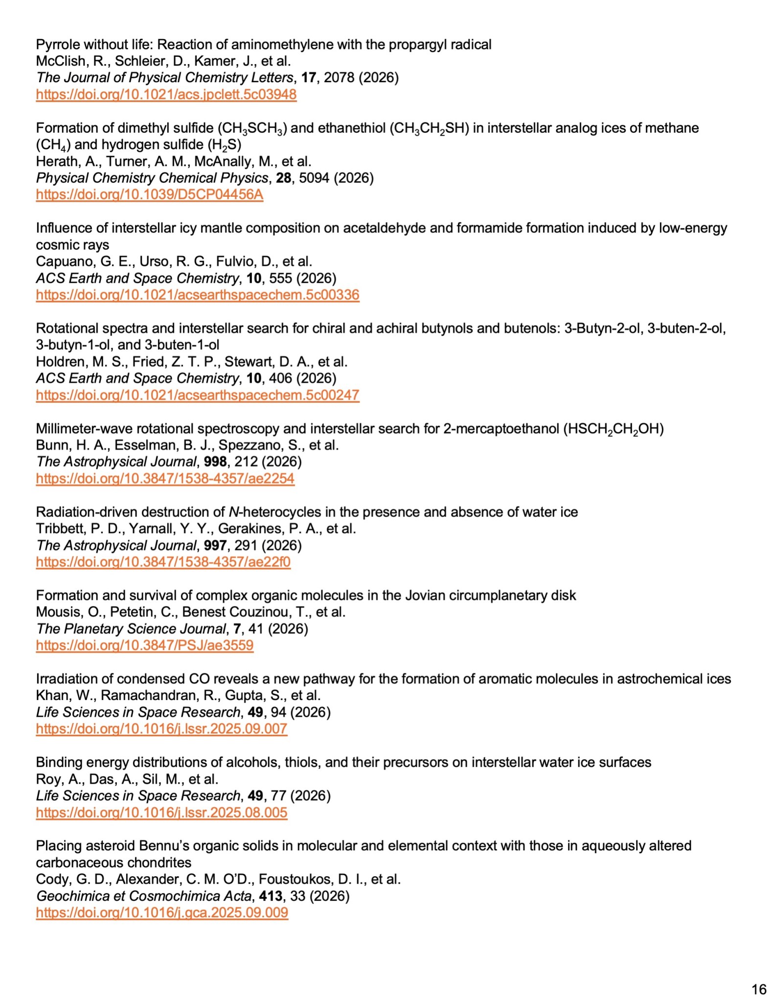 Image of the 16th page of the laboratory astrophysics newsletter issue 2, with text about the theme Exoplanets.