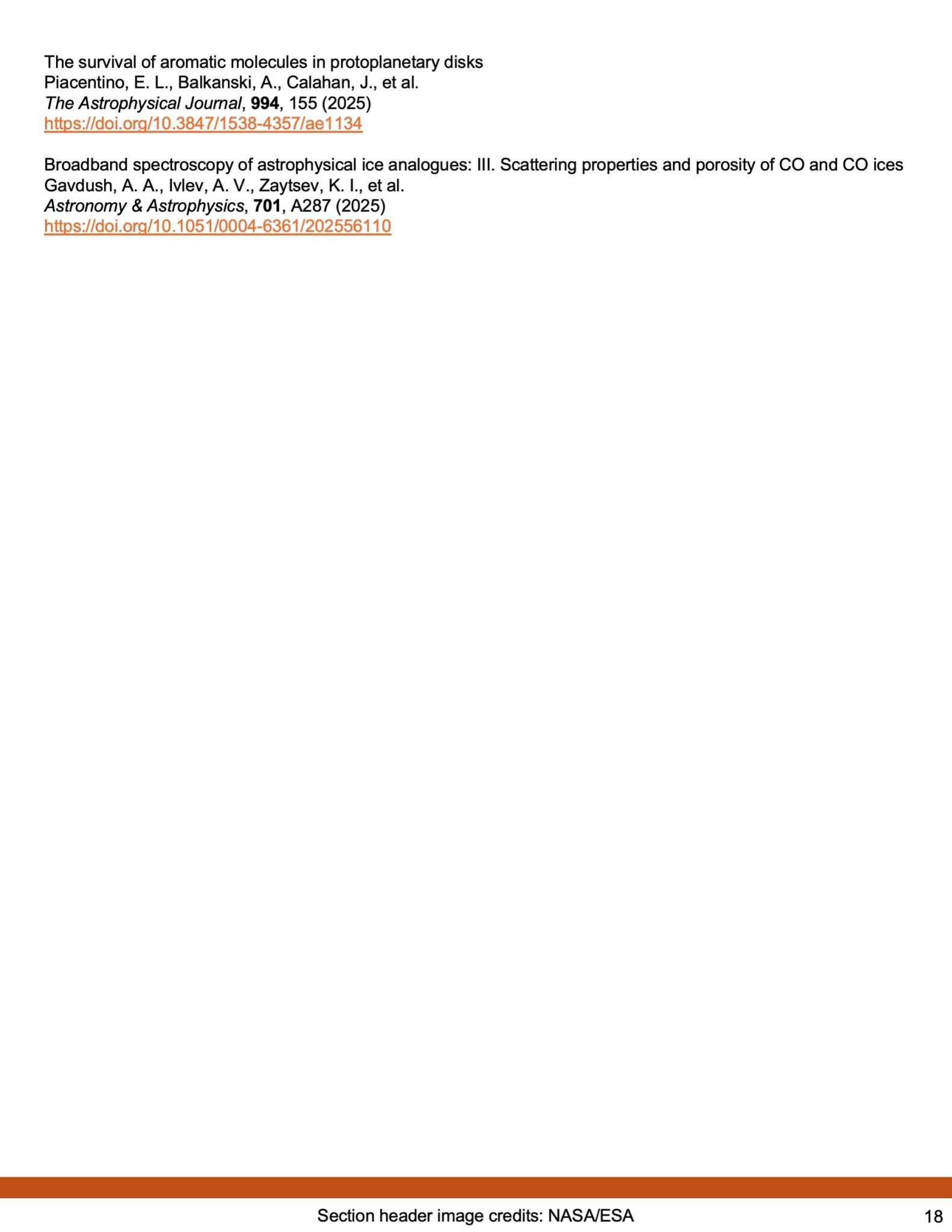 Image of the 17th page of the laboratory astrophysics newsletter issue 2, with text about the theme Exoplanets.