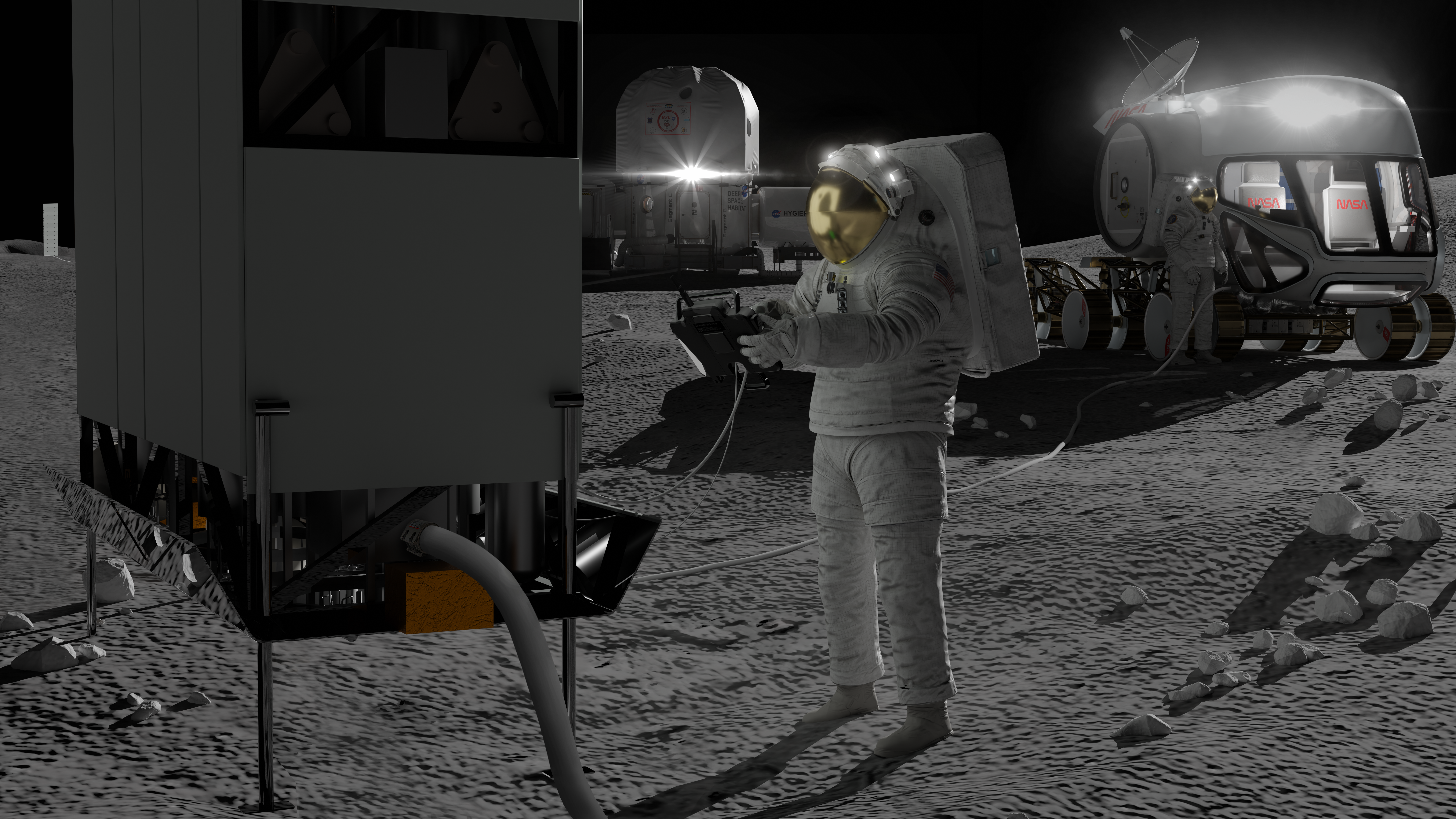 Astronaut on working on the lunar surface.