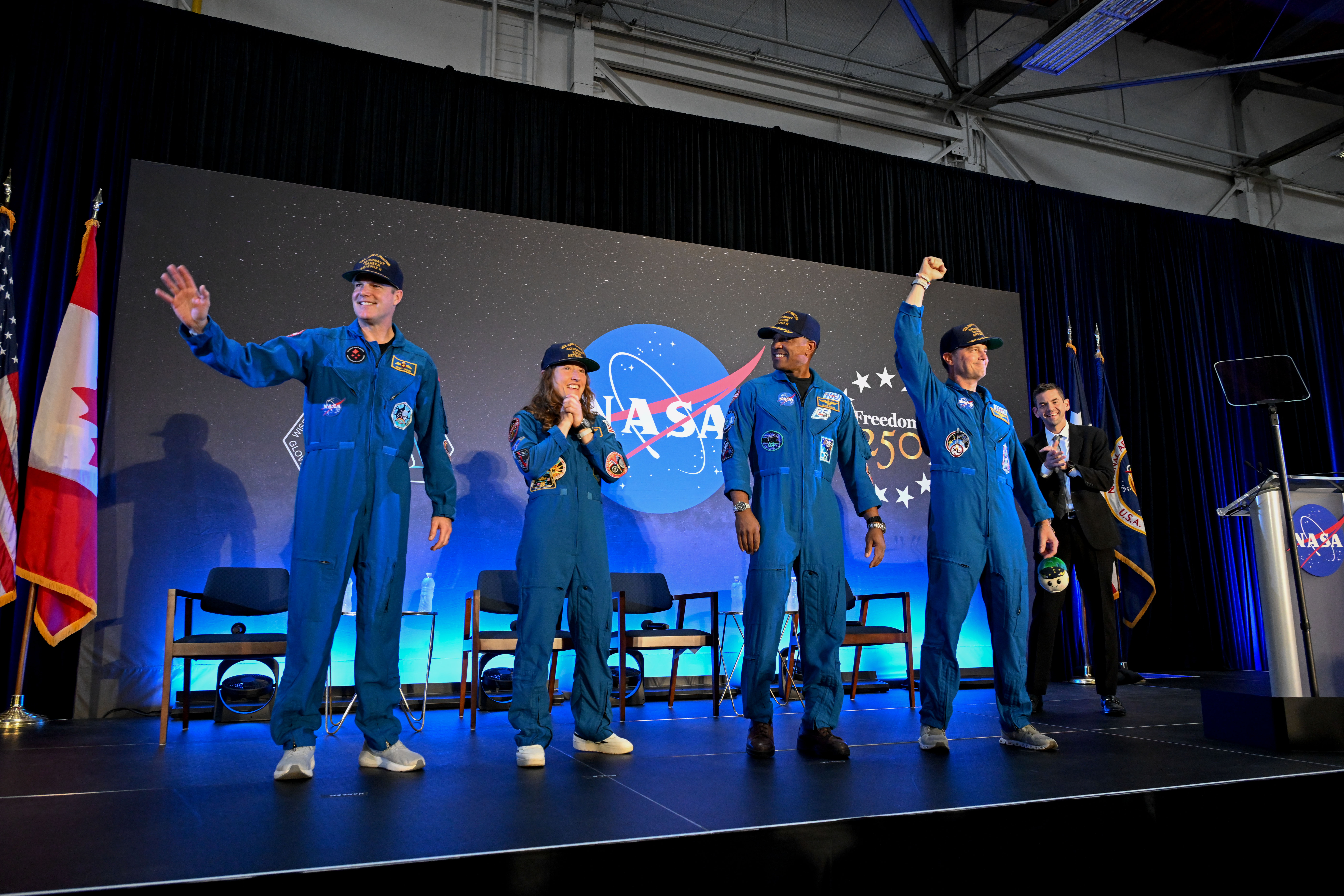 Date: April 11, 2026 Subject: Artemis-02 Crew Return Ceremony Location: Ellington Field Photo Credit: NASA/Helen Arase Vargas