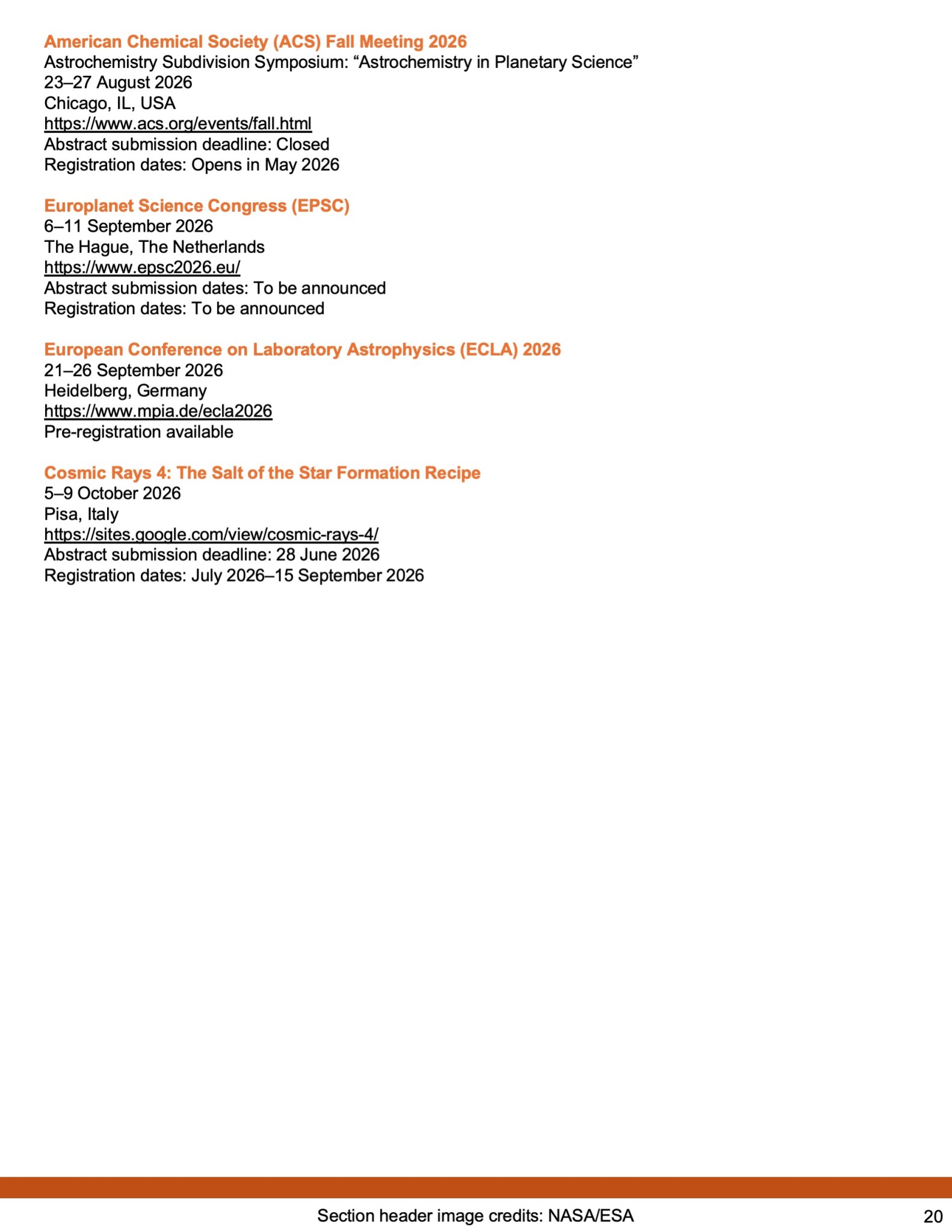 Image of the 19th page of the laboratory astrophysics newsletter issue 2, with text about the theme Exoplanets.