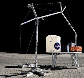 Robotic arm on the surface of the Moon.