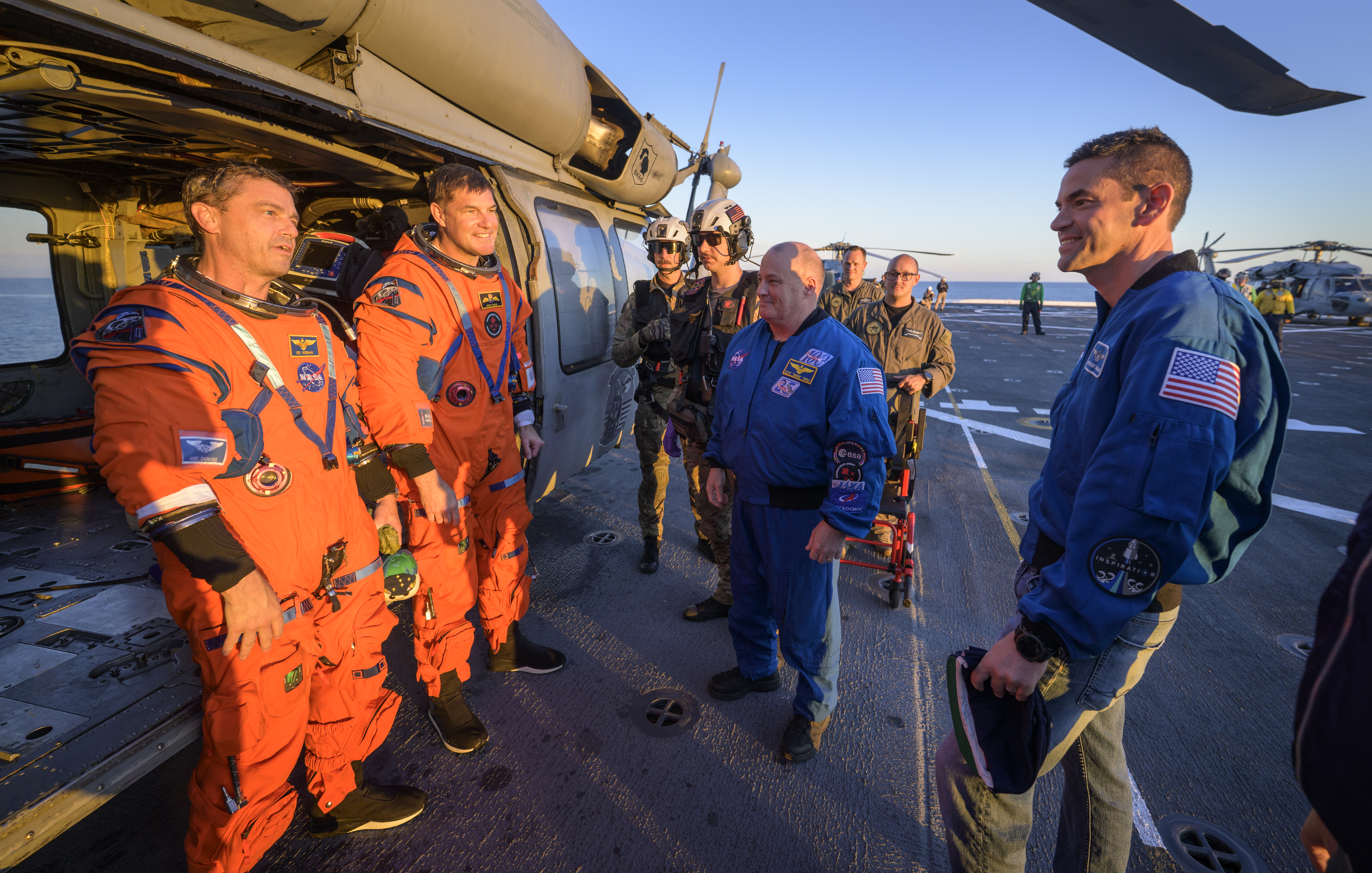 NASA astronaut Victor Glover, Artemis II pilot, left, and CSA (Canadian Space Agency) astronaut Jeremy Hansen, Artemis II mission specialist,...