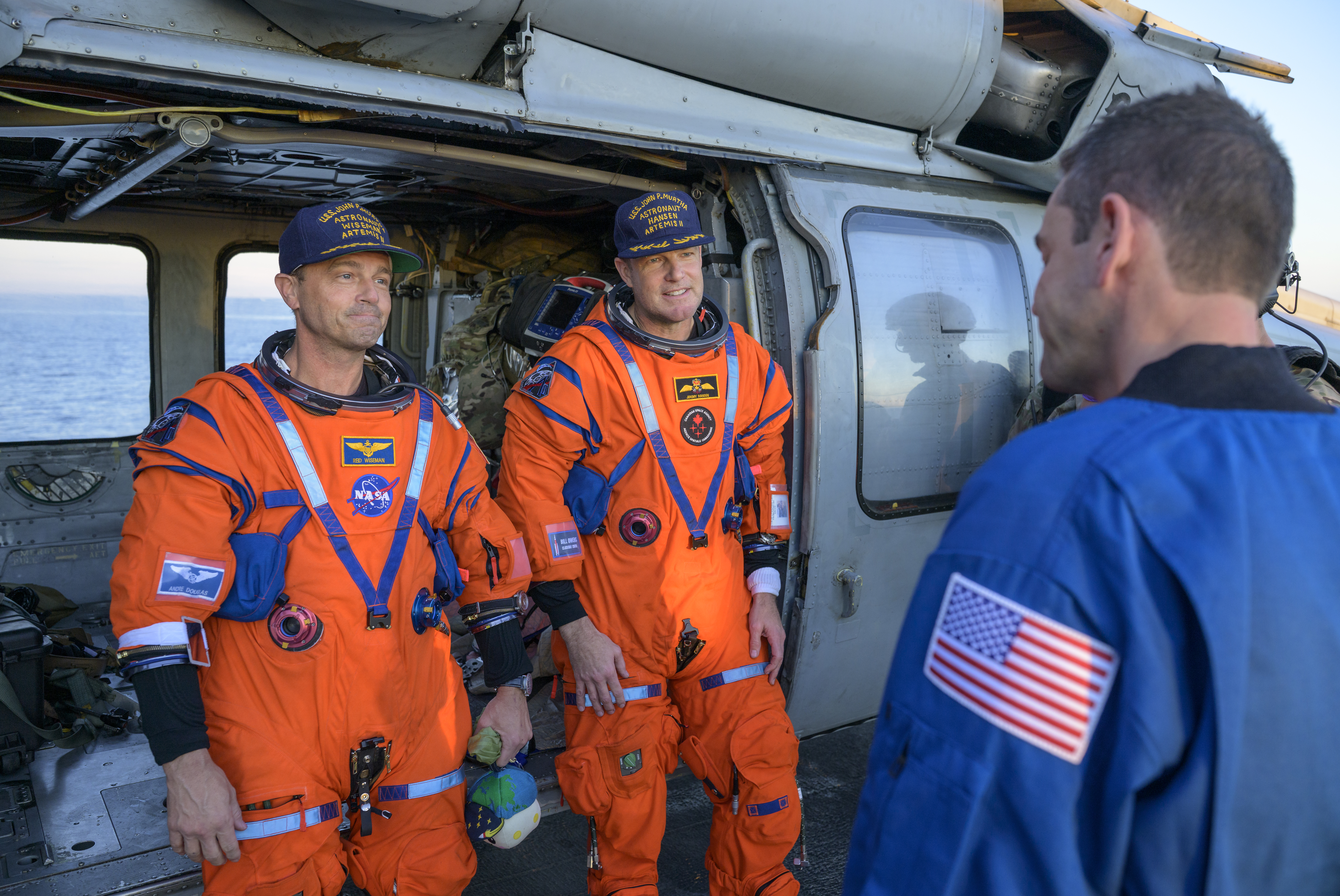 NASA astronaut Reid Wiseman, Artemis II commander, left, and CSA (Canadian Space Agency) astronaut Jeremy Hansen, Artemis II mission specialist,...