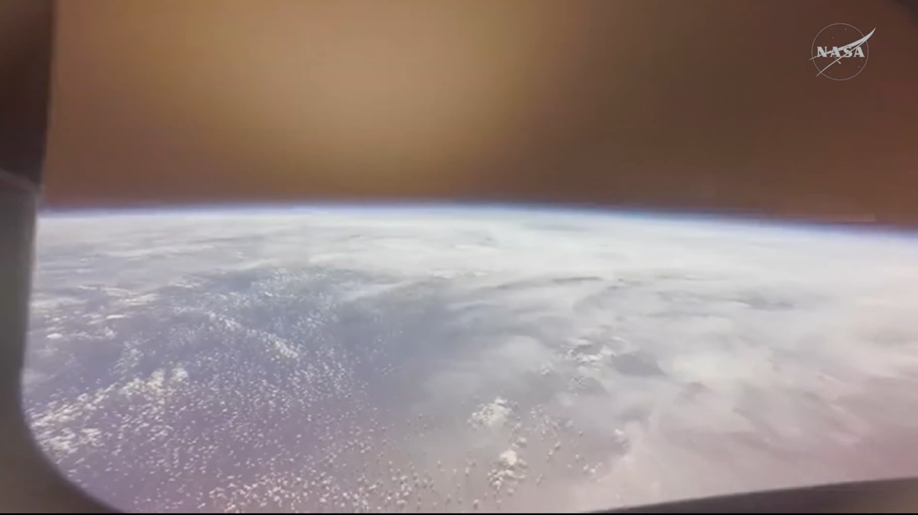 The Orion spacecraft reached Earth’s atmosphere 400,000 feet above the planet’s surface, traveling 35 times the speed of sound and about 1,956 statute miles from the splashdown site. This is where the spacecraft first encounters the upper atmosphere and begins its guided descent. Shortly after, Orion is in a planned communications blackout expected to last about six minutes as plasma built around the crew capsule during heating.