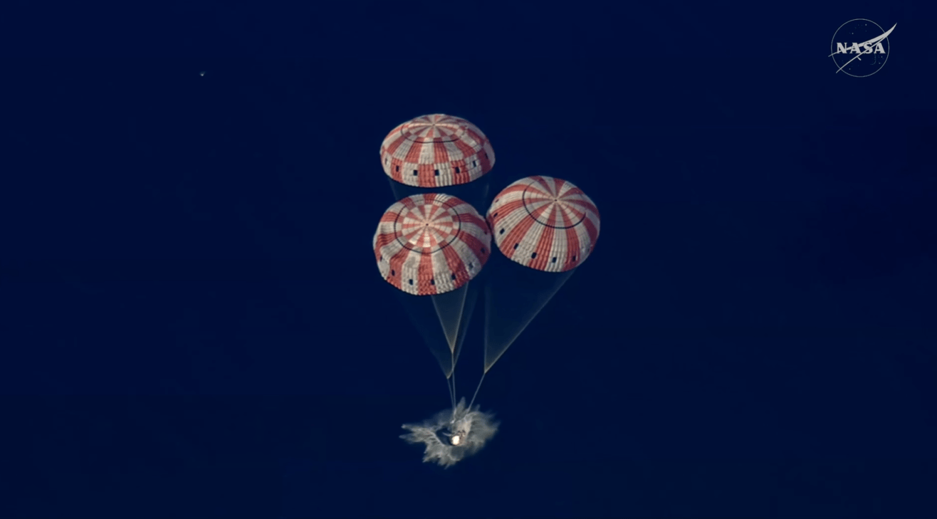 NASA’s Artemis II crew in their Orion spacecraft is back on Earth. They successfully completed a parachute-assisted splashdown in the Pacific Ocean off the coast of San Diego at 8:07 p.m. EDT (5:07 p.m. PDT).