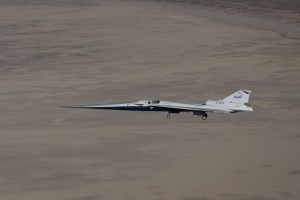 X-59 in flight above Palmdale and Edwards, CA.