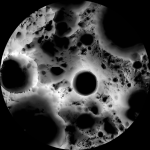 Illumination map of the Moon’s south polar region showing cratered terrain with bright areas representing regions that receive more sunlight and dark areas indicating permanently shadowed regions near the lunar South Pole.
