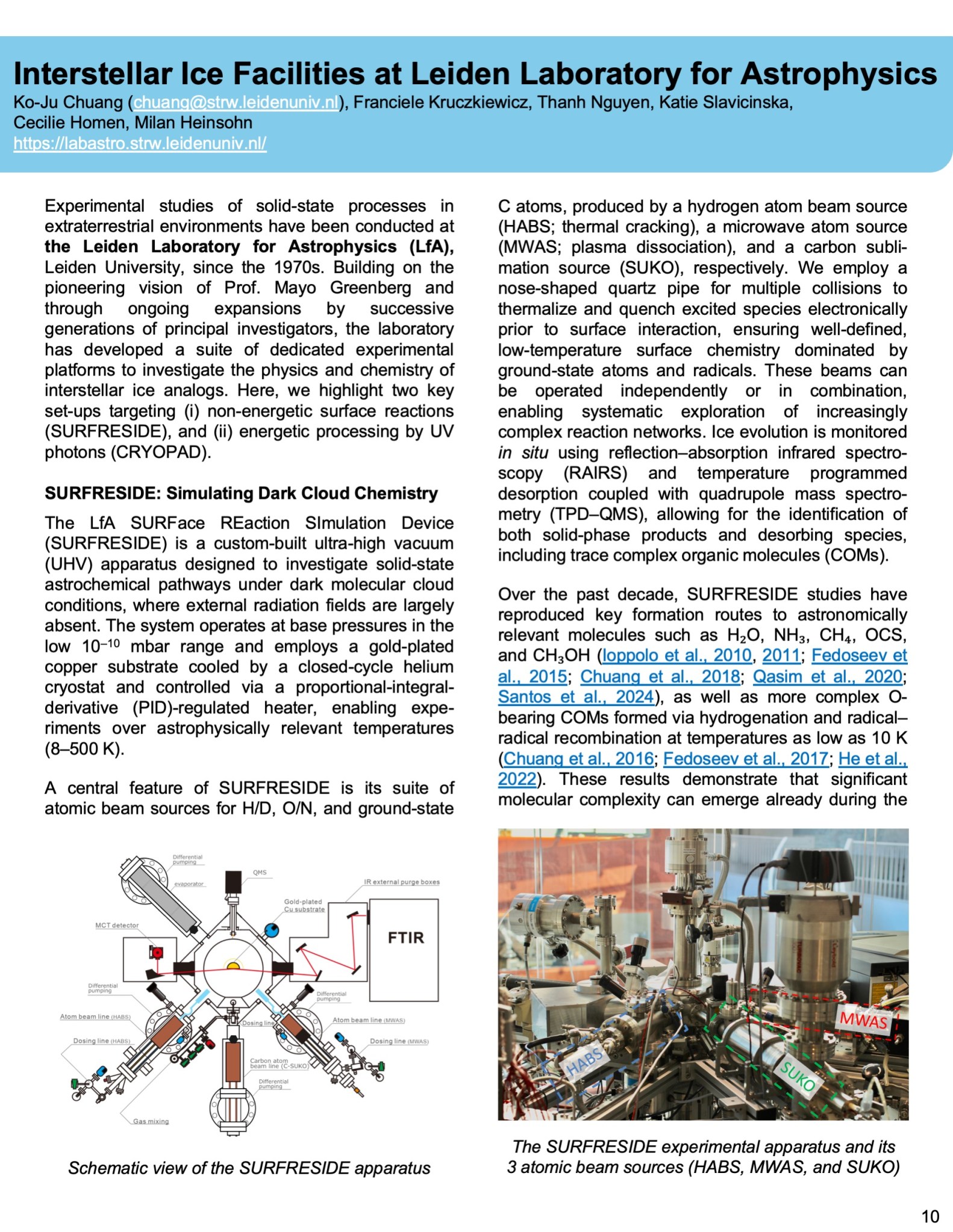 Laboratory Image of the Astrophysics Newsletter Issue number 3, with the theme Astrophysical Ices, page 10.