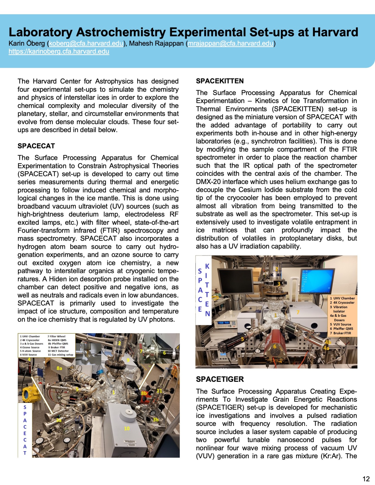 Laboratory Image of the Astrophysics Newsletter Issue number 3, with the theme Astrophysical Ices, page 12.