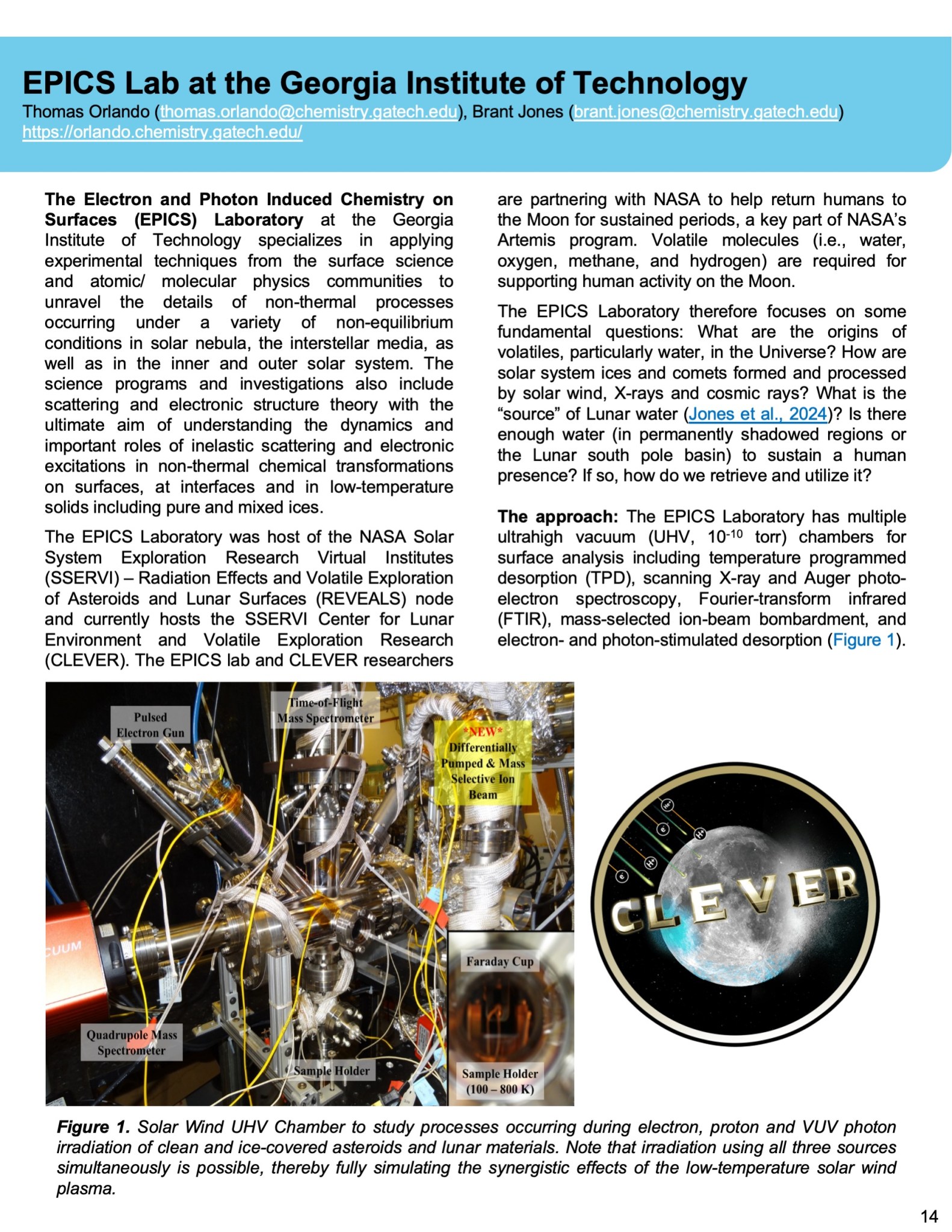 Laboratory Image of the Astrophysics Newsletter Issue number 3, with the theme Astrophysical Ices, page 14.