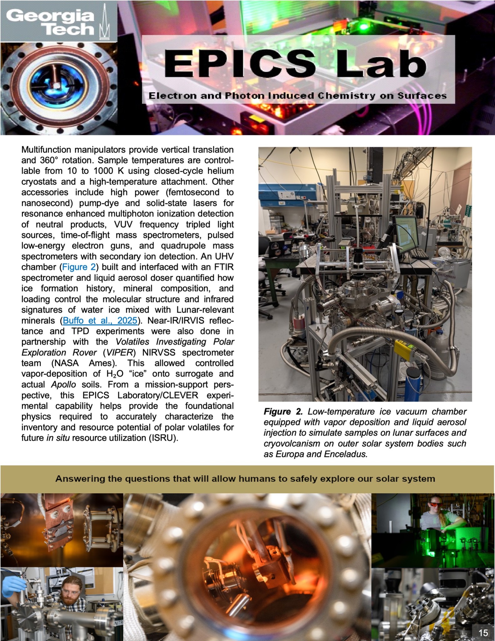 Laboratory Image of the Astrophysics Newsletter Issue number 3, with the theme Astrophysical Ices, page 15.