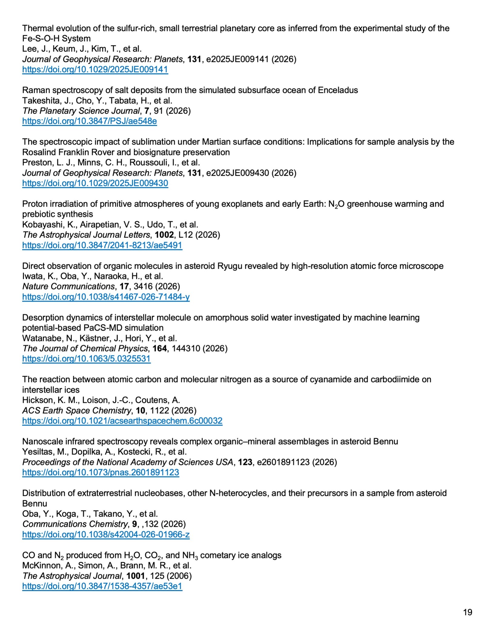 Laboratory Image of the Astrophysics Newsletter Issue number 3, with the theme Astrophysical Ices, page 19.