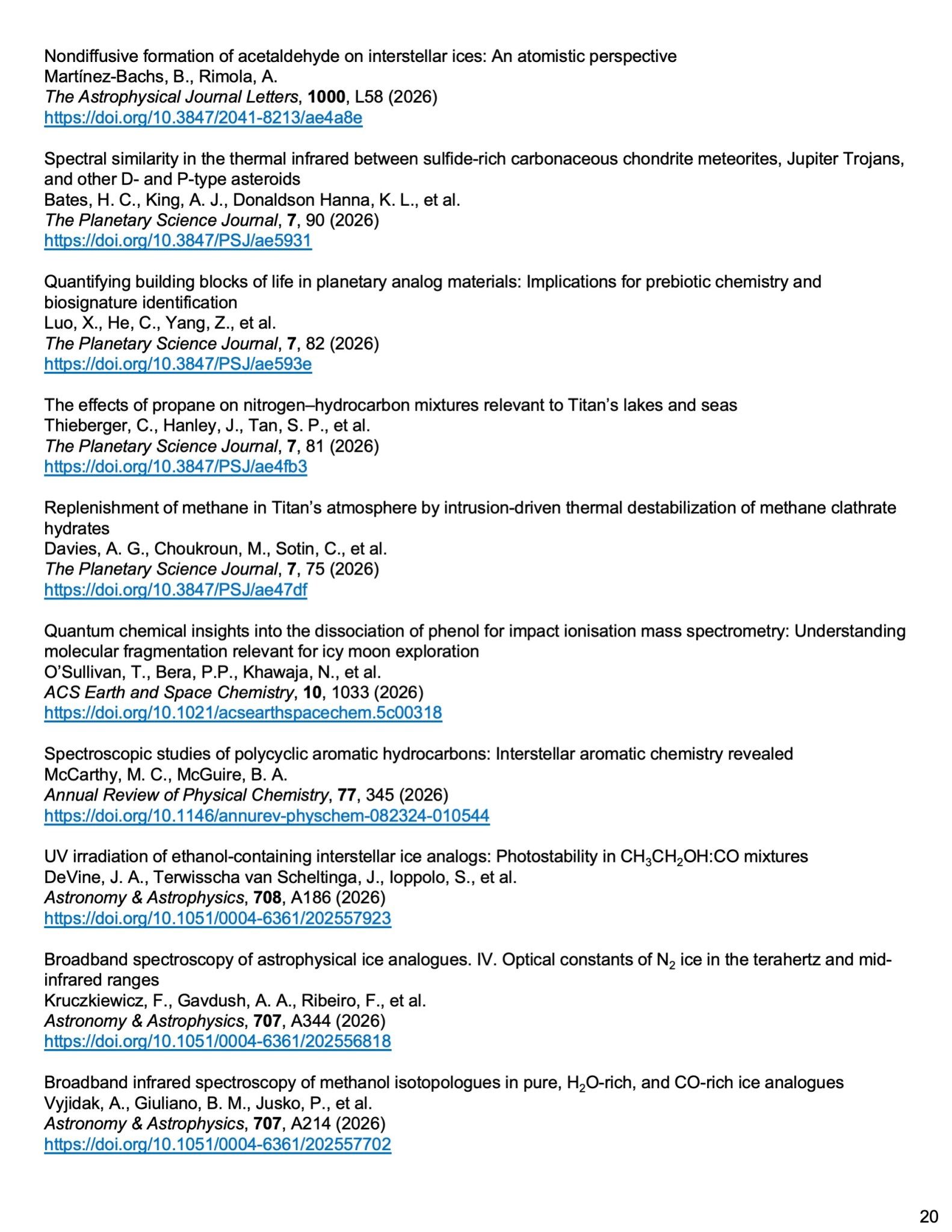 Laboratory Image of the Astrophysics Newsletter Issue number 3, with the theme Astrophysical Ices, page 20.