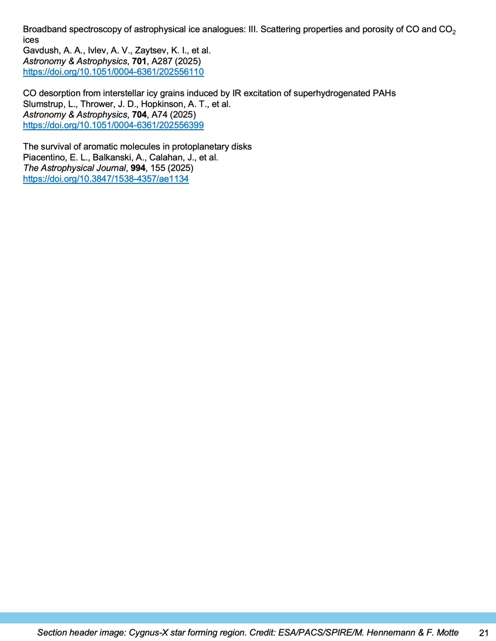 Laboratory Image of the Astrophysics Newsletter Issue number 3, with the theme Astrophysical Ices, page 21.
