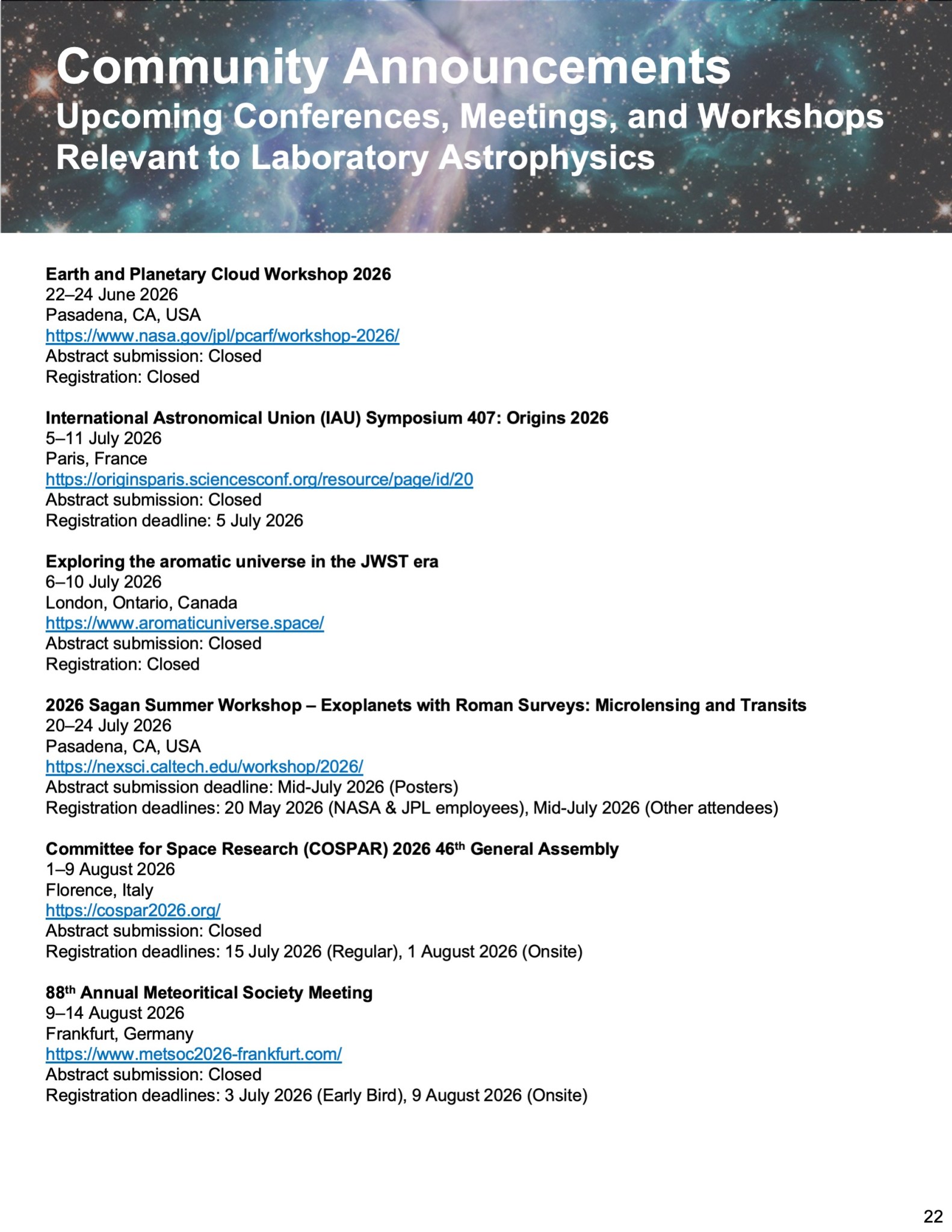 Laboratory Image of the Astrophysics Newsletter Issue number 3, with the theme Astrophysical Ices, page 22.