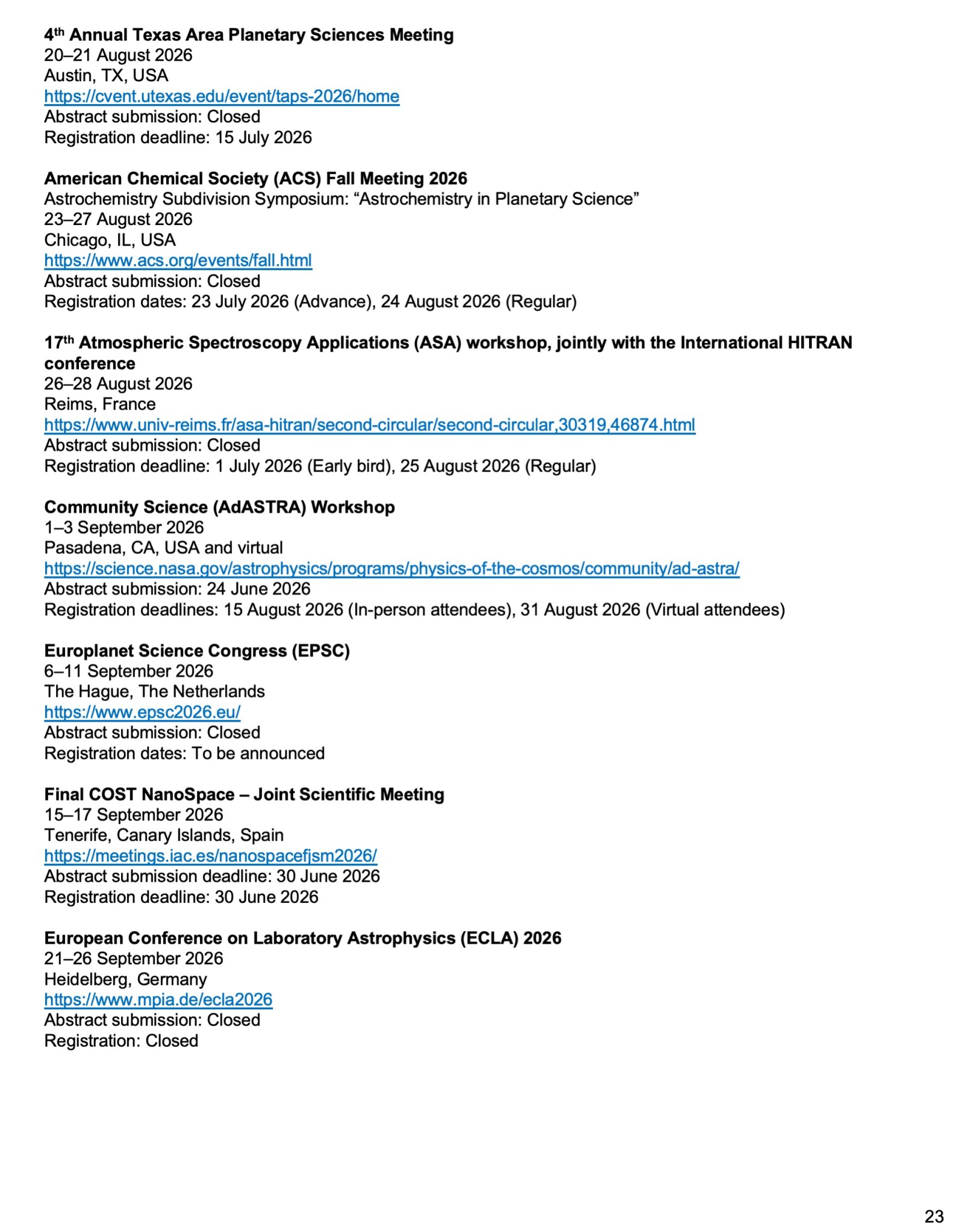 Laboratory Image of the Astrophysics Newsletter Issue number 3, with the theme Astrophysical Ices, page 23.