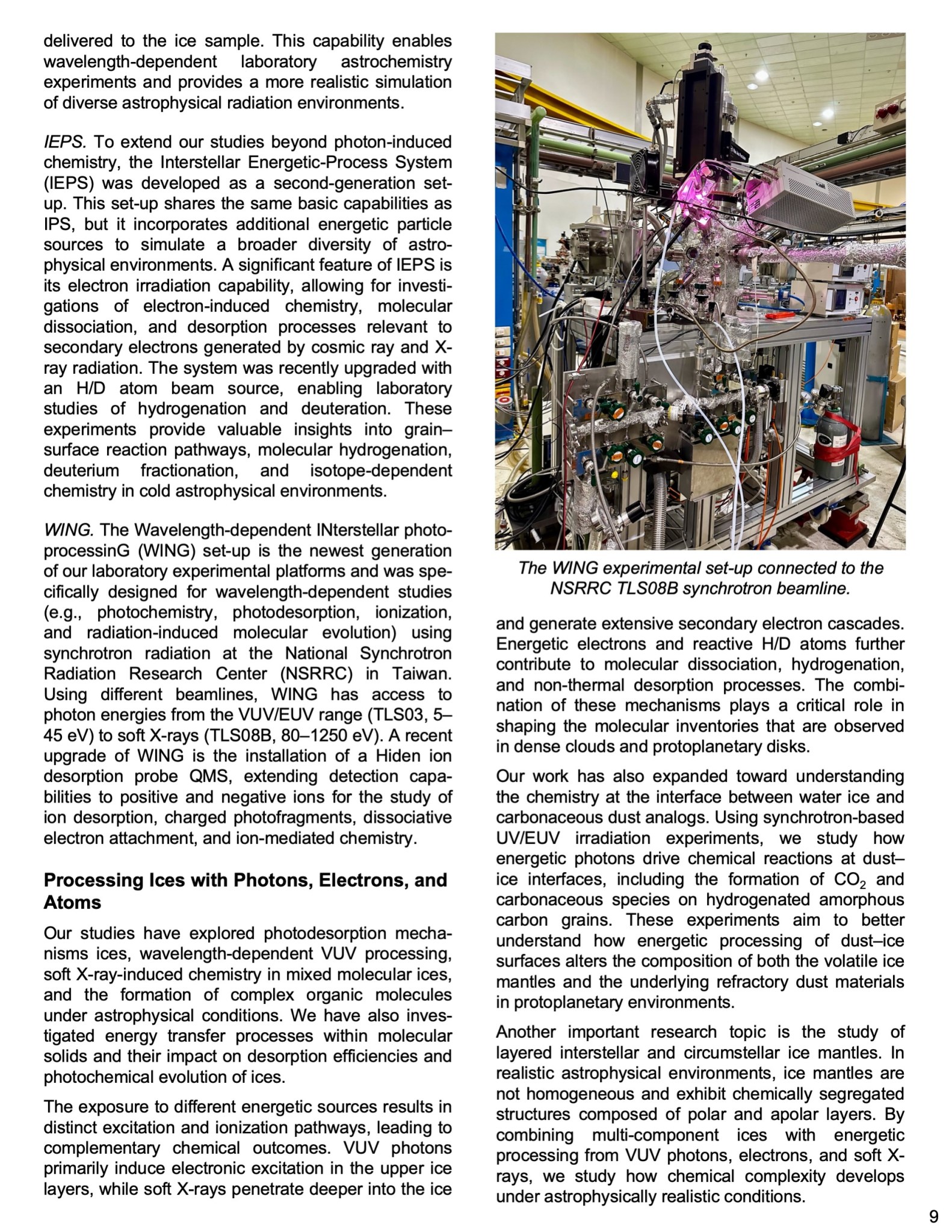 Laboratory Image of the Astrophysics Newsletter Issue number 3, with the theme Astrophysical Ices, page 9.