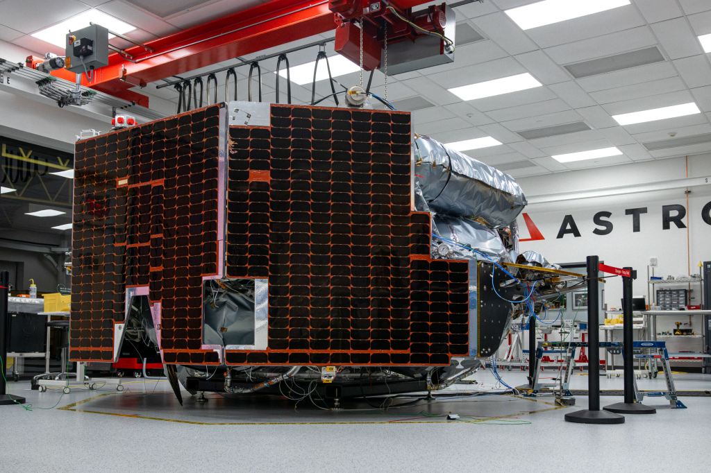 Astrobotic’s Griffin-1 lunar lander inside a spacecraft integration facility.