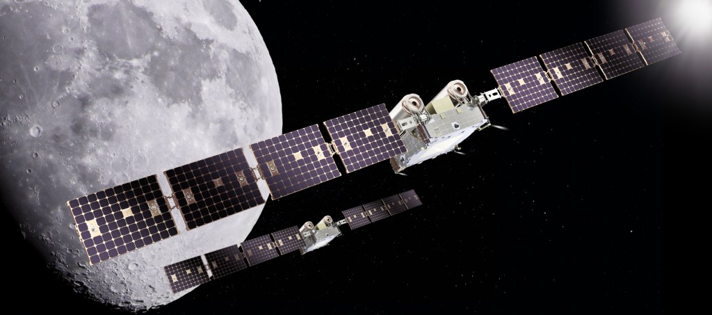 illustration of 2 satellites in Moon orbit