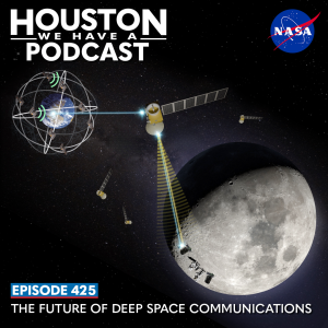 Houston We Have a Podcast Episode 425: The Future of Deep Space Communications Communications satellites orbiting the Moon beam signals back to Earth.
