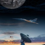 Elements of NASA's Research and Technology Mission Directorate (RTMD) are seen in this artist concept featuring a large satellite dish, two airplanes, a satellite in space, and a scene of a future lunar base.