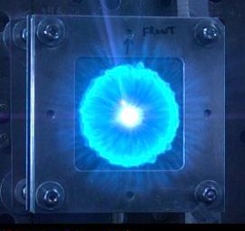 Bright blue light of Advanced Multifunctional MMOD Shielding in a testing enviornment
