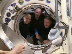 Expedition 74 Crewmates Board Soyuz and Close Hatch for Departure