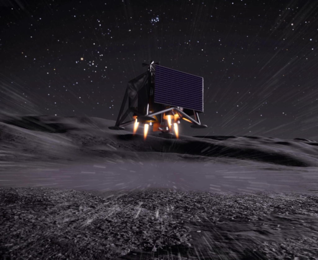Artist rendition of a vehicle landing with impact protection