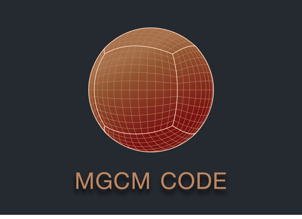 Artist rendering of a high resolution cubed-sphere grid. MGCM Code is written below.