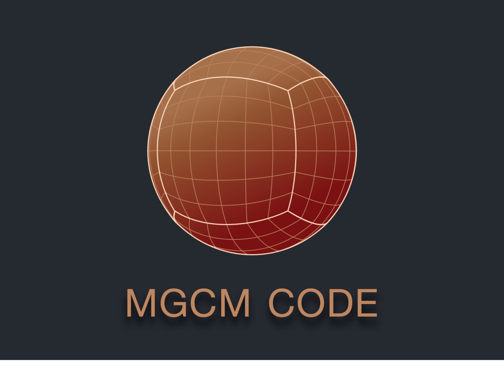 Artist rendering of a low resolution cubed-sphere grid. MGCM Code is written below.