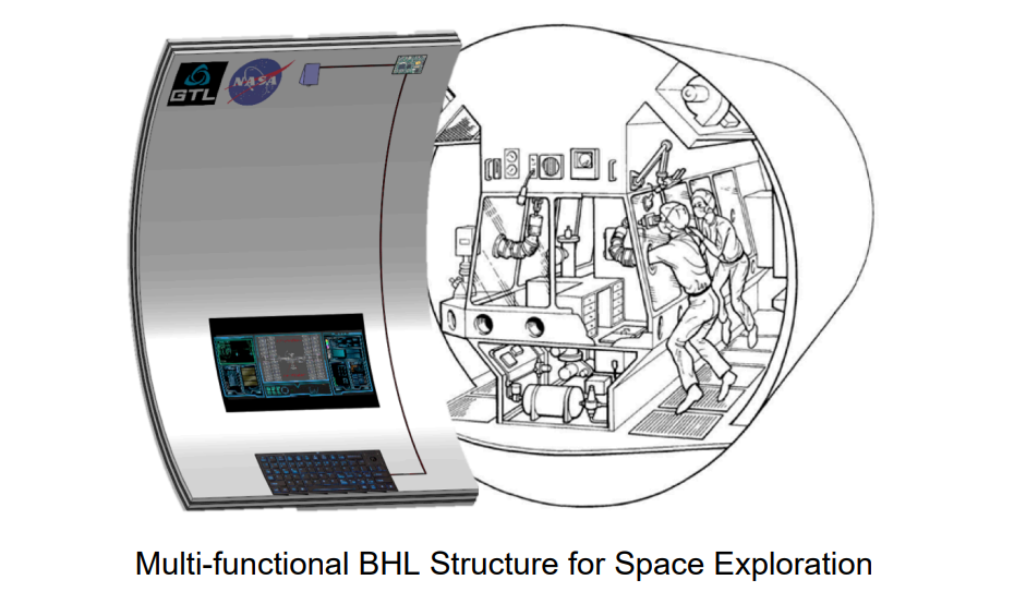 Artist illustration o f multi-functional BHL structure for space exploration