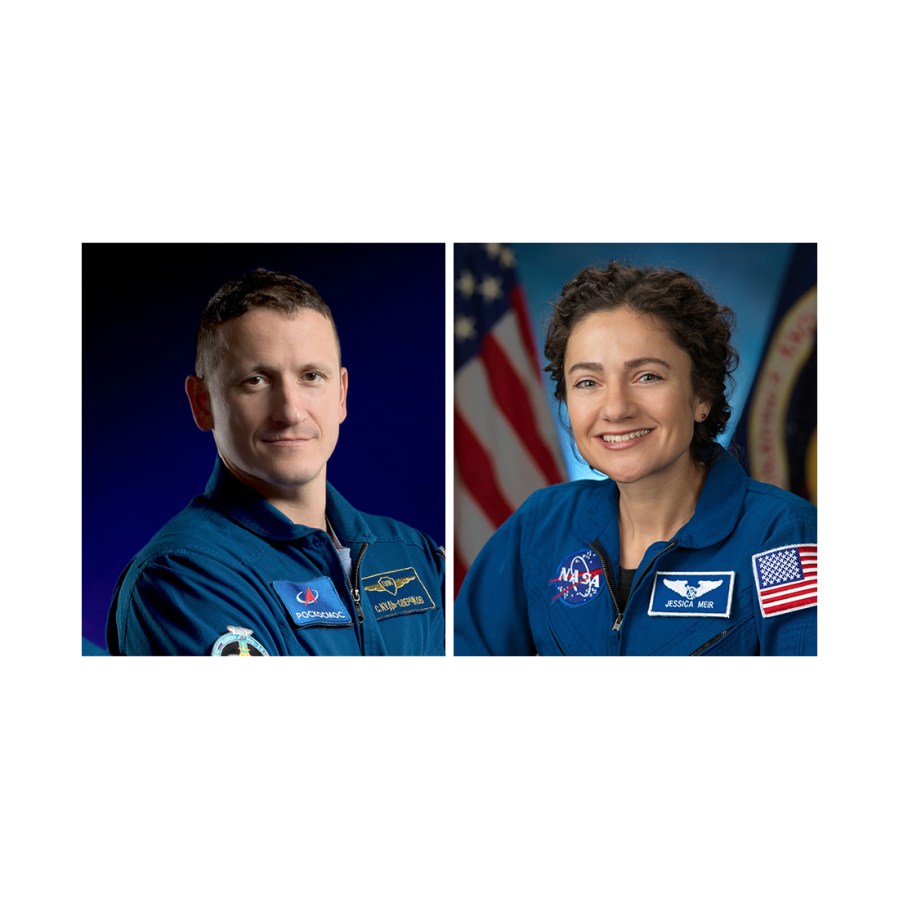 Roscosmos cosmonaut Sergey Kud-Sverchkov hands over command of the International Space Station to NASA astronaut Jessica Meir.
