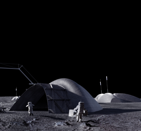 Artist rendition of a moon base.