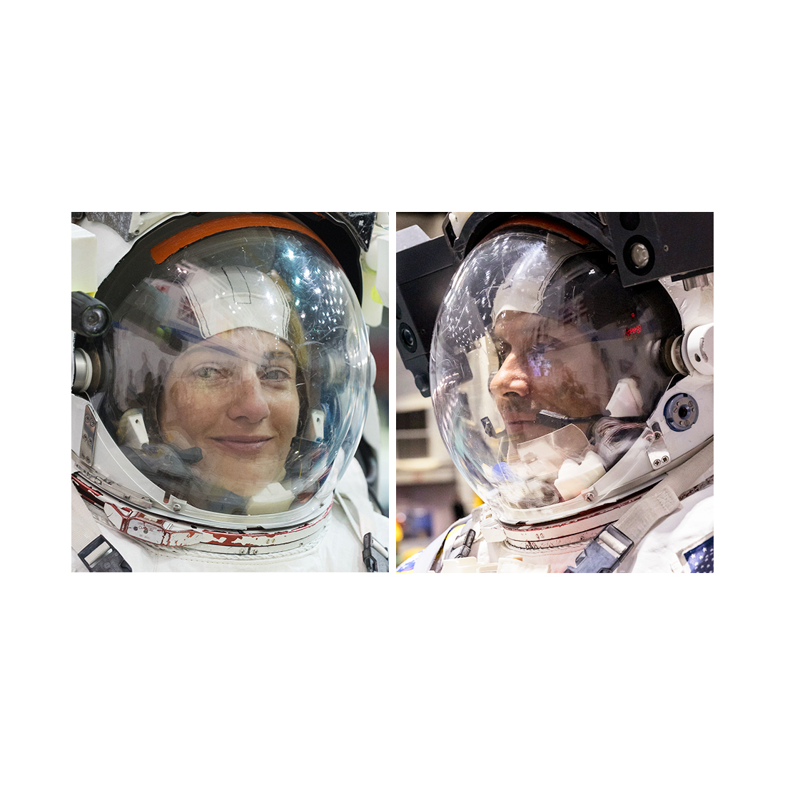 NASA astronauts Jessica Meir and Anil Menon are pictured training for a spacewalk at the Johnson Space Center's Neutral Buoyancy Laboratory in Houston, Texas.