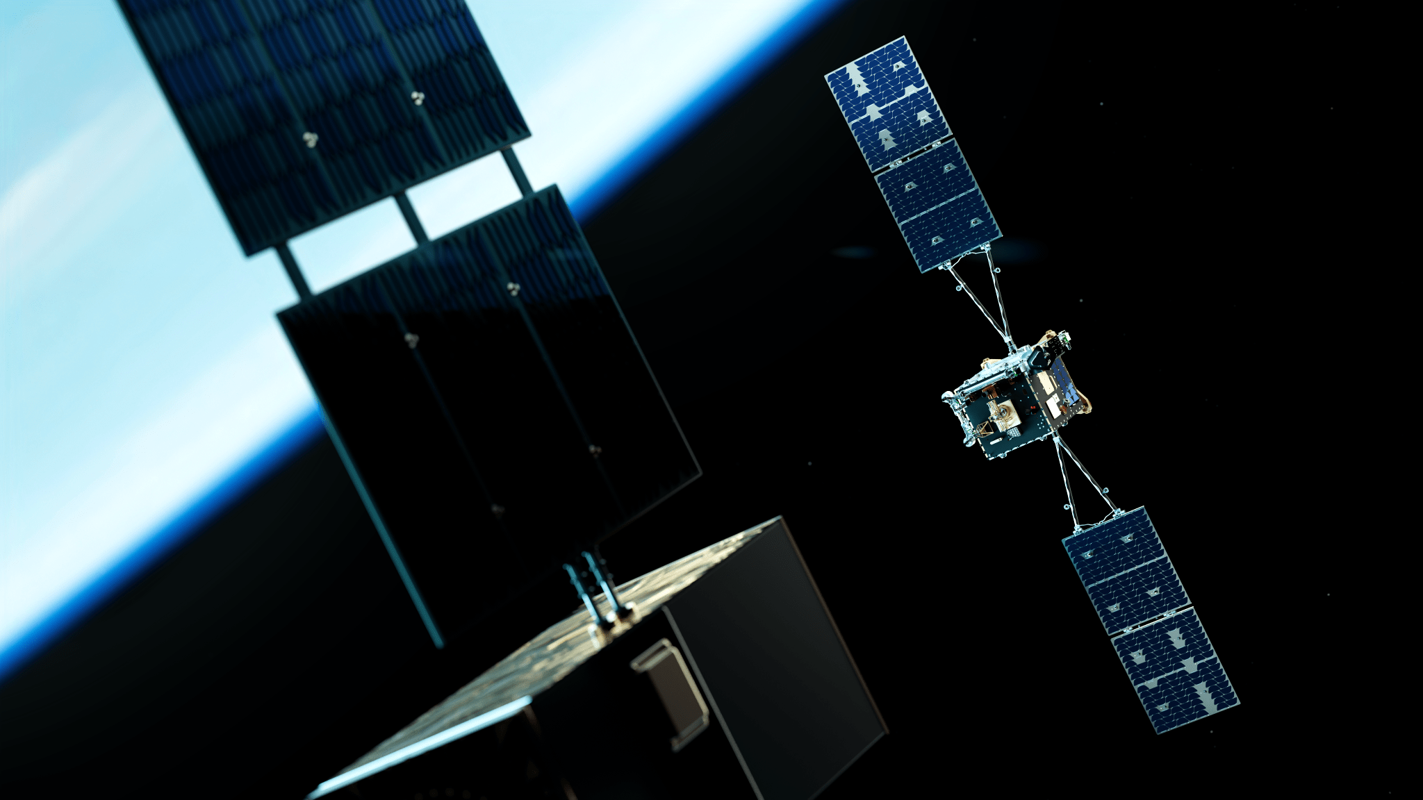 two small sats in low Earth orbit