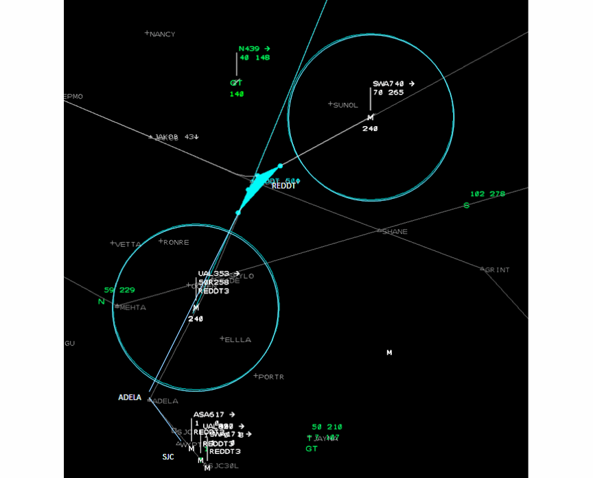 Conflict probe between departure and arrival aircraft