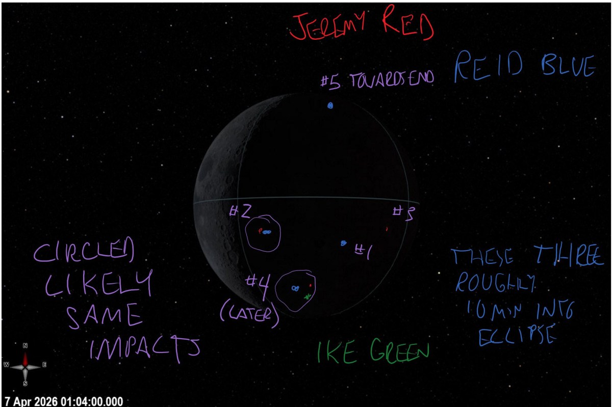 Artemis II Crew Moon Photo Annotations