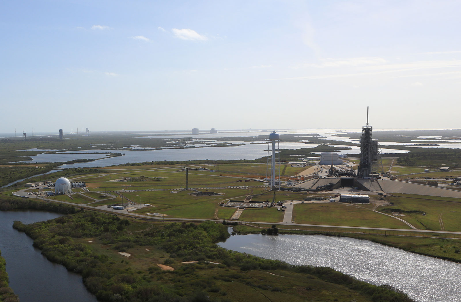 A pair of launch pads at the spaceport on Florida's Atlantic Coast.